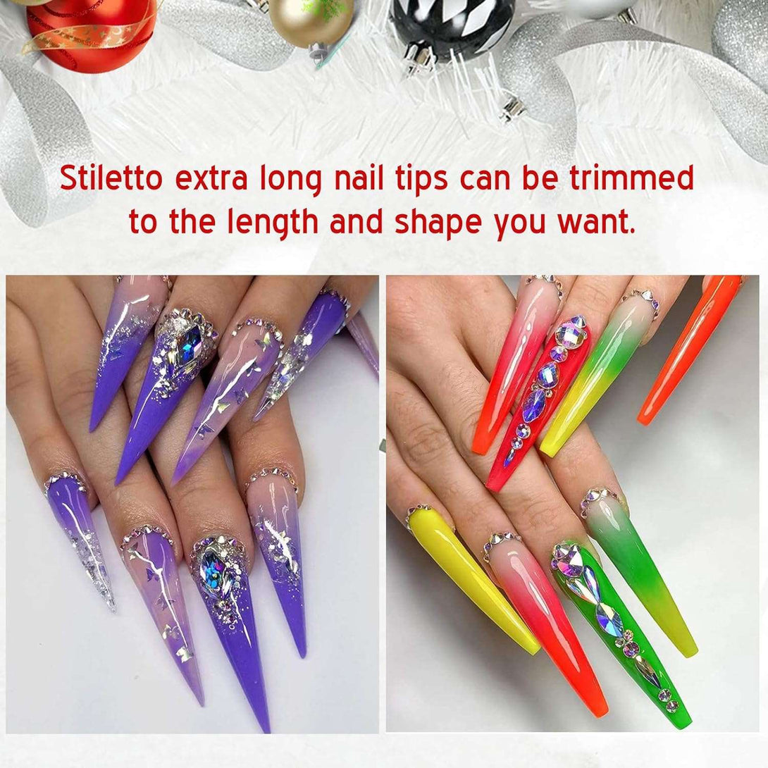 [US ONLY]120pcs Clear Stiletto Extra Long Sharp False Nail Tips