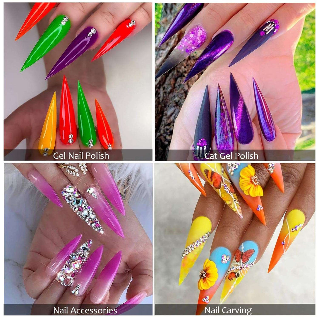 [US ONLY]120pcs Clear Stiletto Extra Long Sharp False Nail Tips