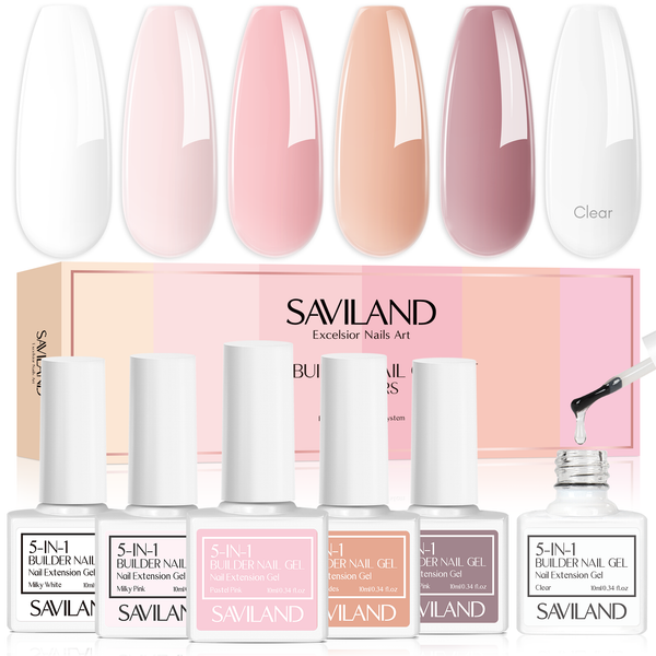 [US ONLY]10ML Builder Nail Gel Set - 6 Colors, 5 in 1, Nail Extension & Strengthener