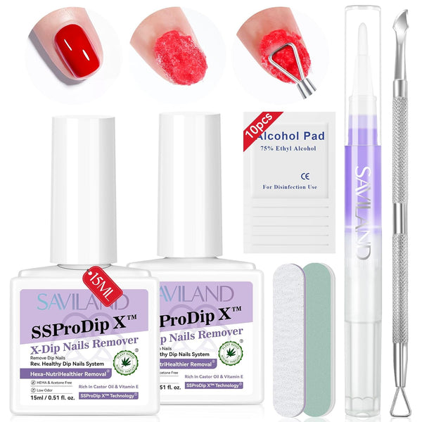 [US ONLY] Dip Powder Remover Kit (2 Pcs) – Gentle, Safe Dip Nail Removal with Cuticle Oil & Tools