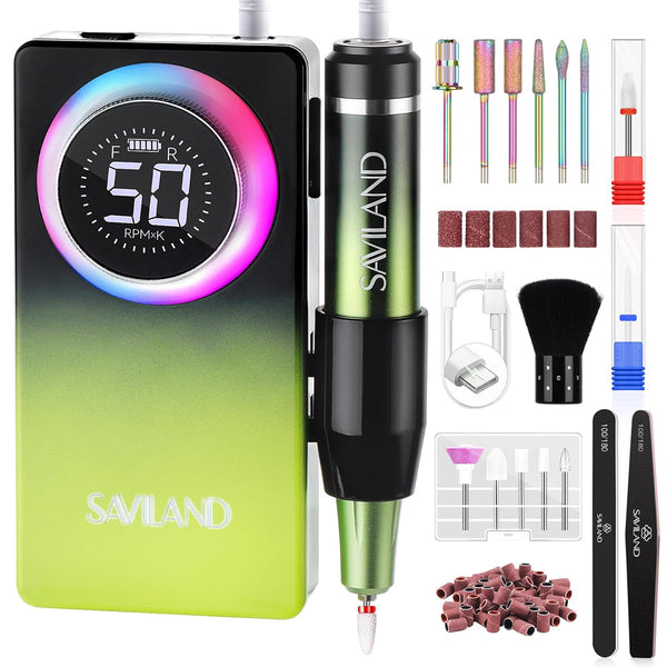 50,000RPM Nail Drill – Portable Electric File with Bits, 6000mAh Battery
