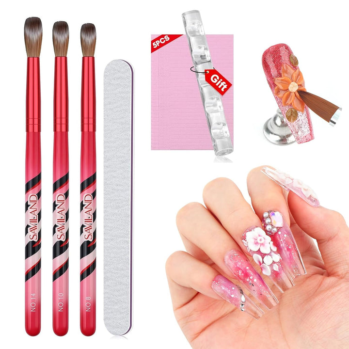 Saviland kolinsky acrylic nail brush set - Sizes 8/10/14