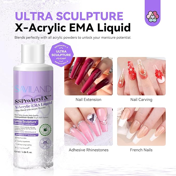 Saviland Acrylic Liquid Kit for nail professionals and nail beginners