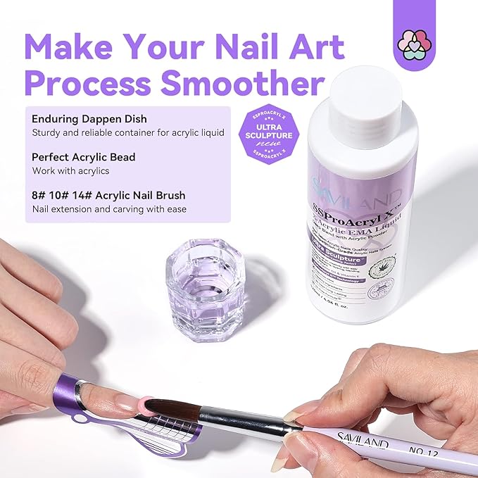 Saviland Acrylic Liquid Kit for nail professionals and nail beginners