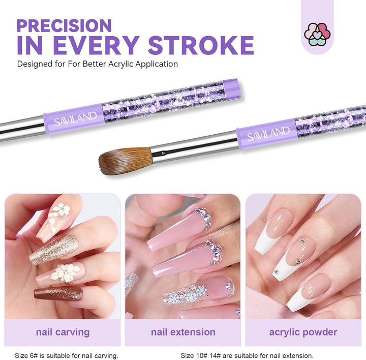 Saviland Acrylic Nail Brush Set for Nail Art DIY