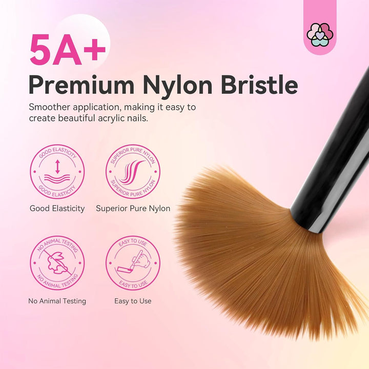 5A+ premium nylon bristle professional nail brush set