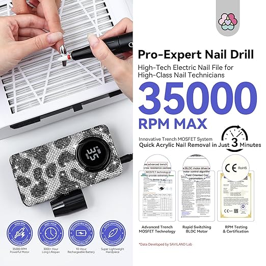 Saviland Diamond Shiny Acrylic Nail Drill Machine-02