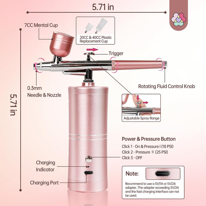 sizes of the Saviland rechargeable airbrush