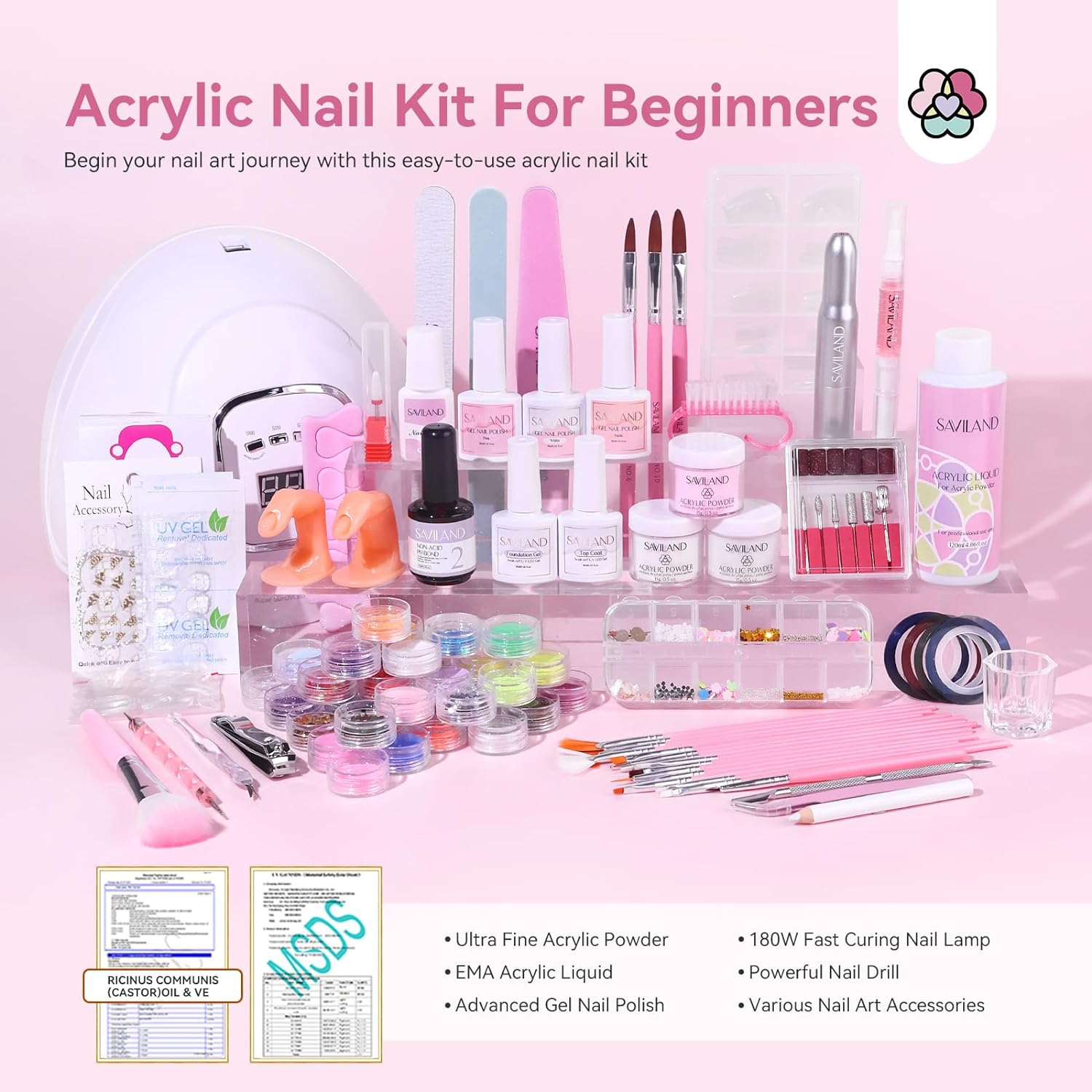 Ultimate Acrylic Nail Kit with Lamp & Drill for Beginners (Ships to US ...