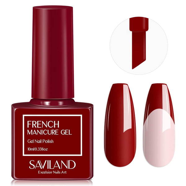 [US ONLY]Wine Red French Gel Nail Polish