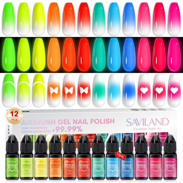 12 Colors Neon Airbrush Gel Nail Polish Set