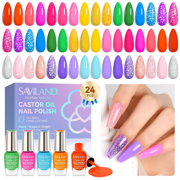 24 Trendy Color Nail Polish Set Quick-Dry