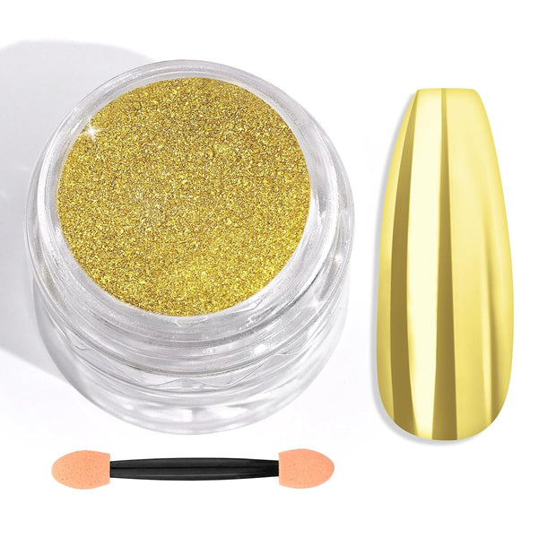 Holographic Gold Chrome Nail Powder--1g/Jar
