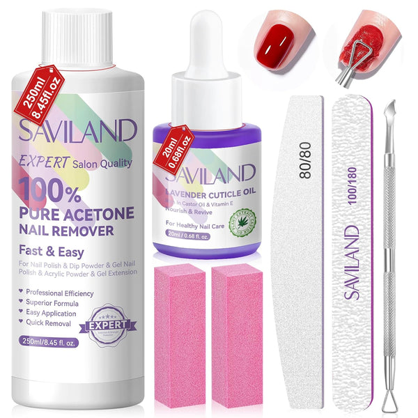 Effective Nail Polish Remover Kit: Gel Remover with Cuticle Oil Rich in Castor Oil & VE