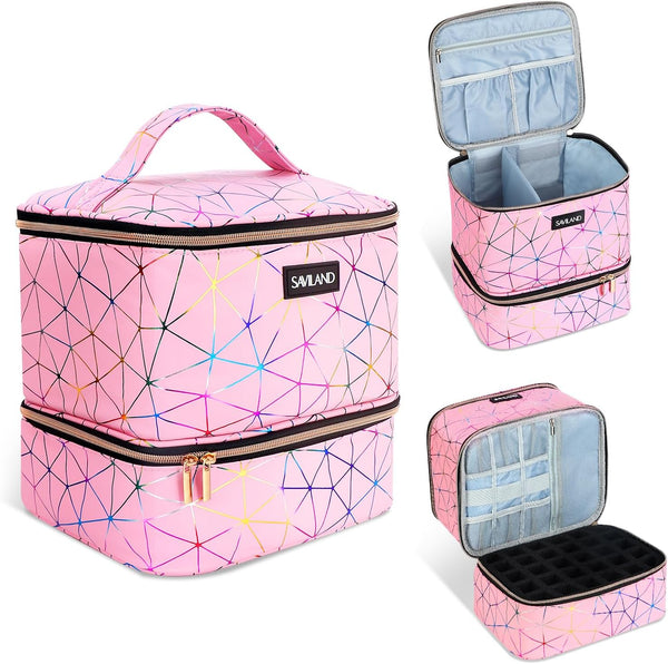 Nail Polish Organizer Bag 30 Bottles & Nail Lamp, Nail Polish Holder Travel Carrying Case Box