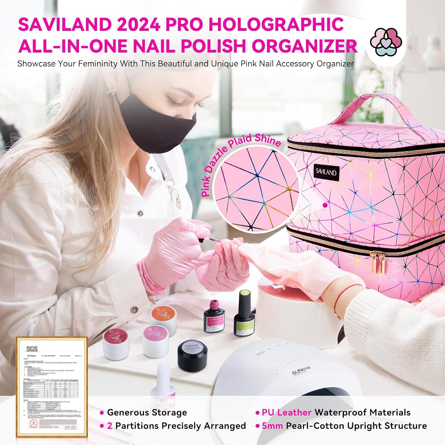 US ONLY] Nail Polish Organizer Bag 30 Bottles & Nail Lamp, Nail