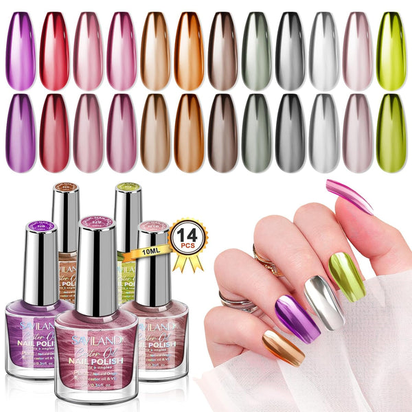 12 Dark Chrome  Metallic Nail Polish Set