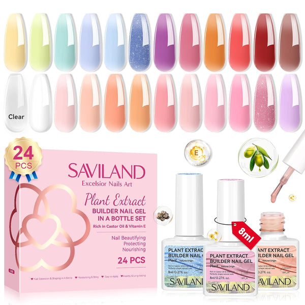 [US ONLY] 24 Colors Castor Oil & Vitamin E Builder Nail Gel Set