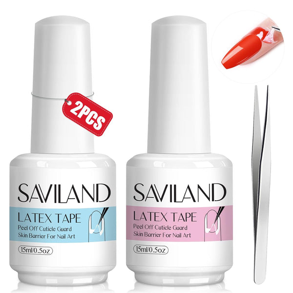 Saviland 2PCS 30MLNail Latex Peel Off with Tweezer