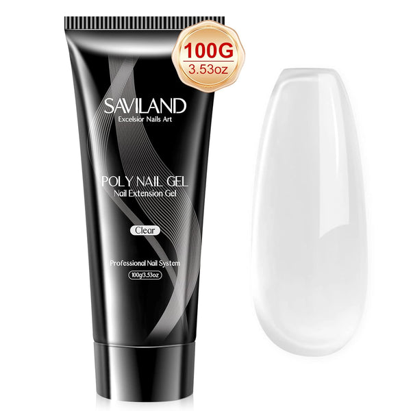 Saviland Large Capacity Poly Gel：100g Clear Nail Extension Gel Crystal Poly Hard Gel