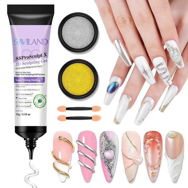 3D Nail Gel and Chrome Nail Powder Kit