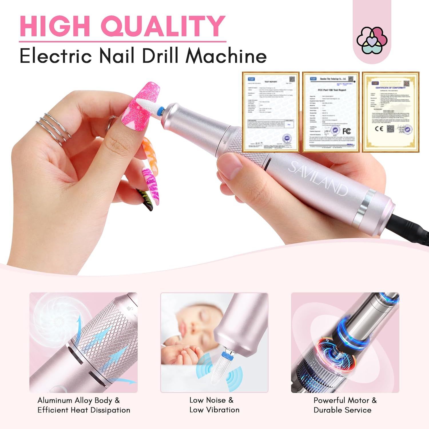 Saviland Portable Electric Nail Drill - 35000 RPM Electric Saviland Portable Electric Nail Drill - 35000 RPM Electric
