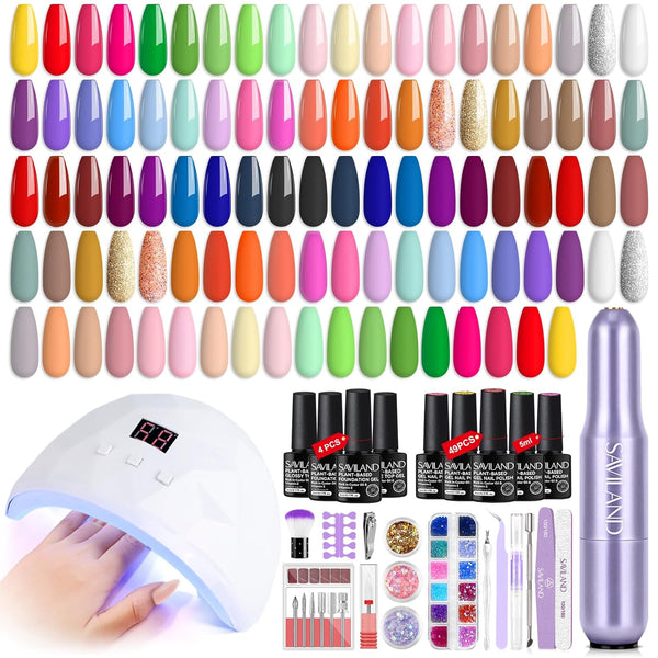 Saviland Gel Nail Polish Kit with U V Light & Drill