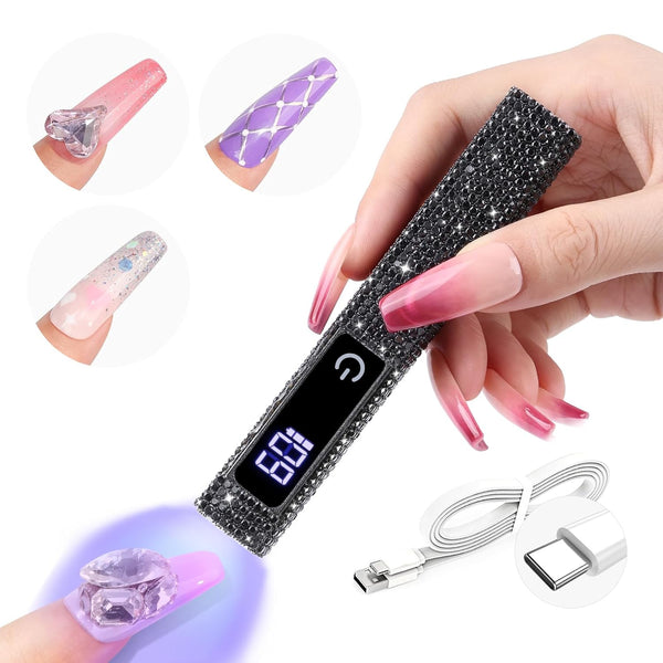 Handheld 12W 8X Speed Black U V Light for Gel X Nails