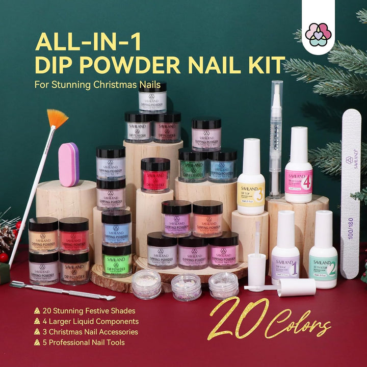 all in one Saviland the best home nail dip kit-20 colors