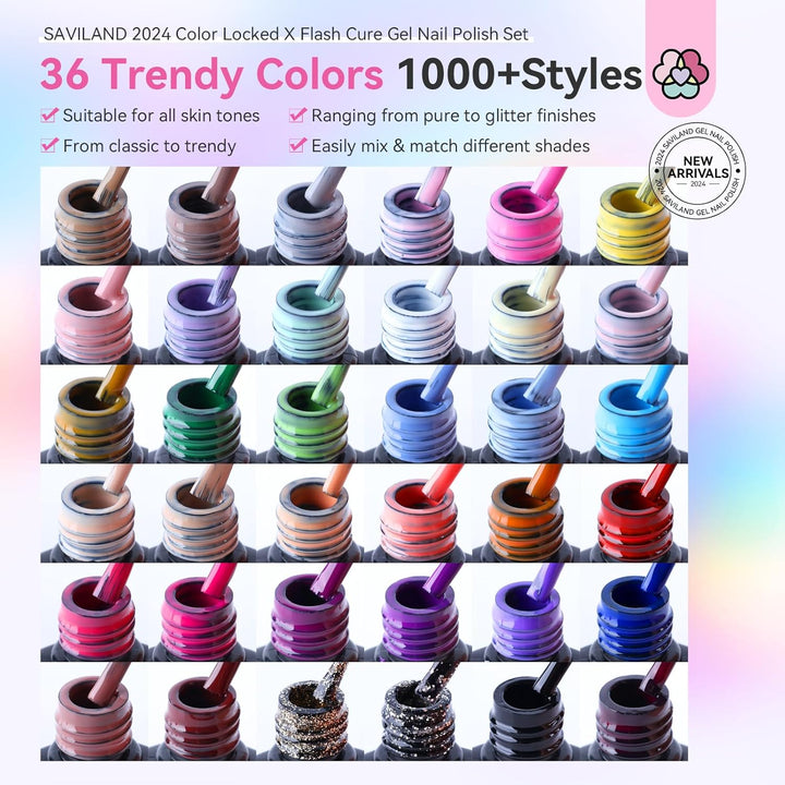 36 colors of professional gel nail polish