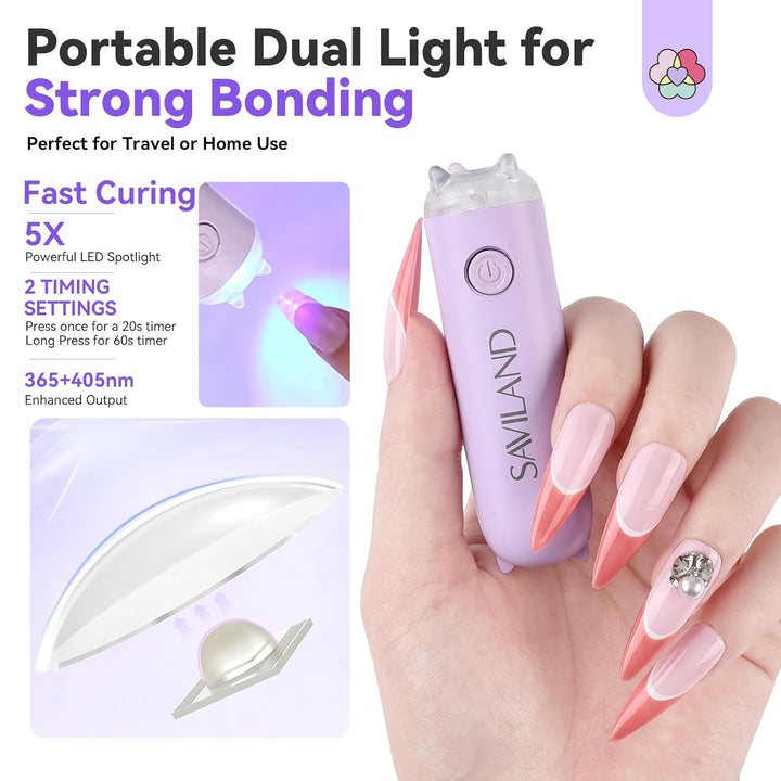 Nail Glue & Remover Pen Kit  with led light