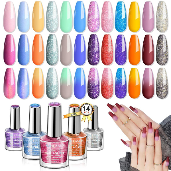 Saviland 12 colors changing nail polish set