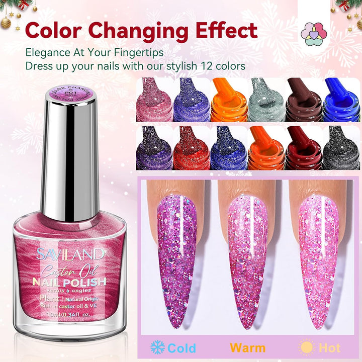 color changing effect of the Saviland changing nail polish