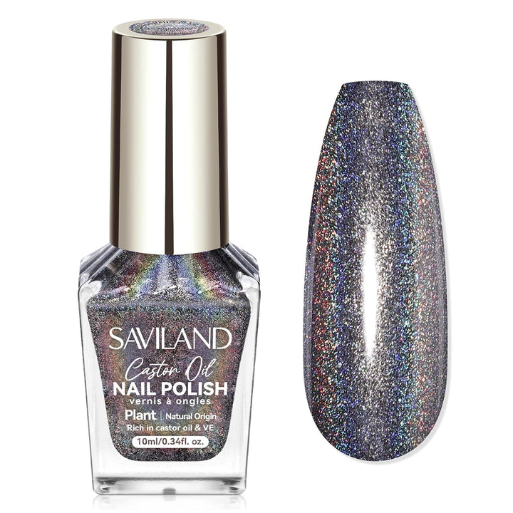 Saviland Black Holographic Nail Polish