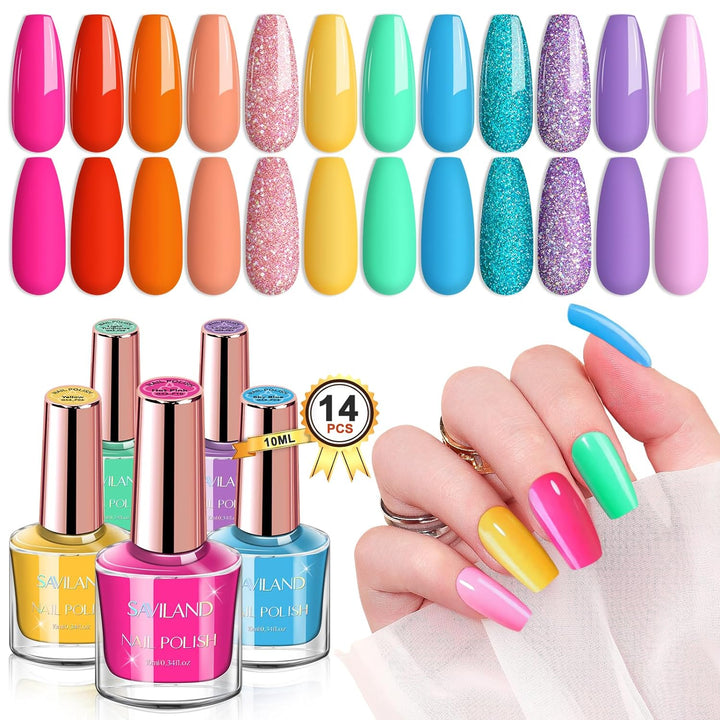 Saviland 12 Colors Neon Bright Nail Polish Set