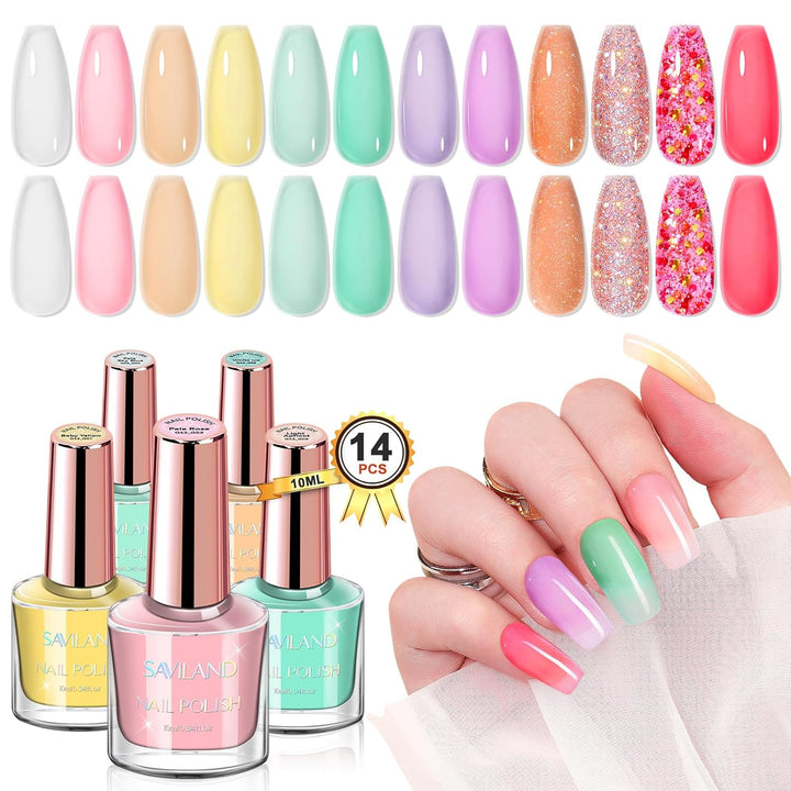 Saviland 12 Colors Jelly Nail Polish Set