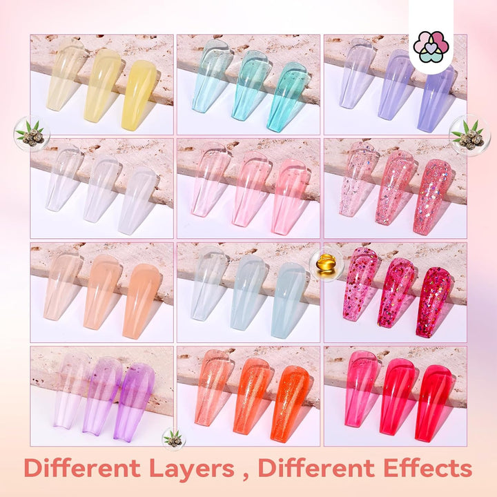 different effects of the jelly nail polish set 