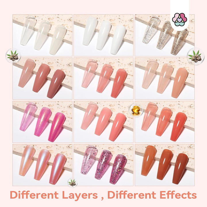 nice effect 12 colors pastel nail polish set