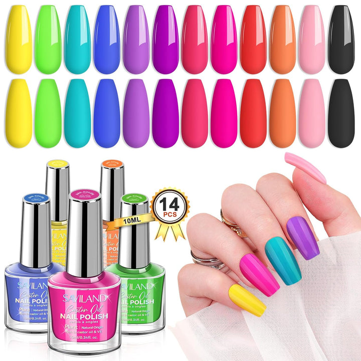 Saviland 12 Colors Bright Neon Green Nail Polish Set