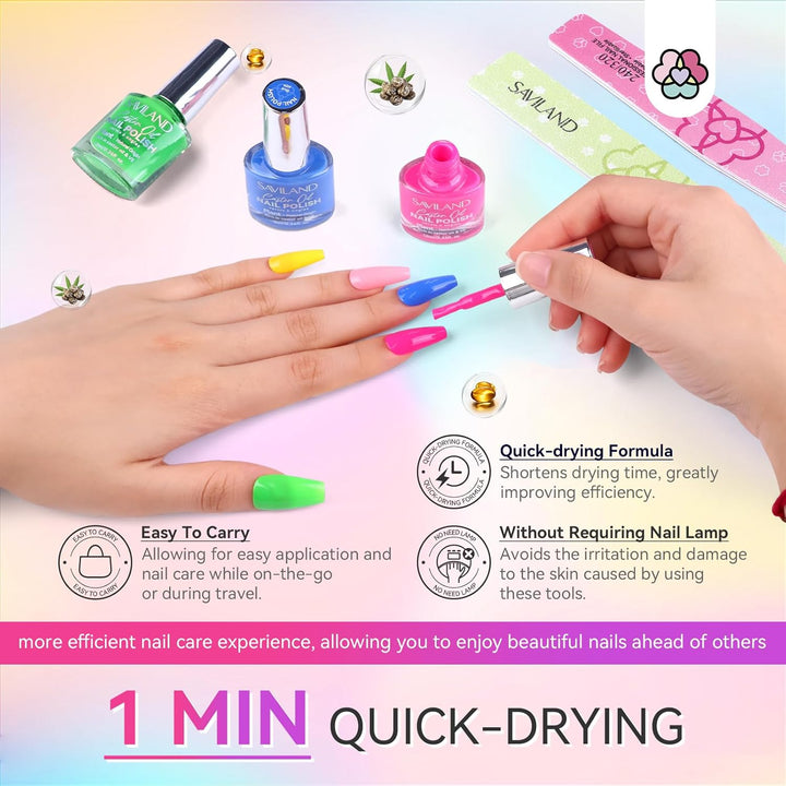 1min quick drying bright neon green nail polish set