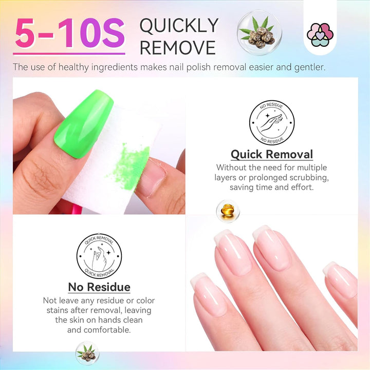 5-10s quickly remove light color nail polish set