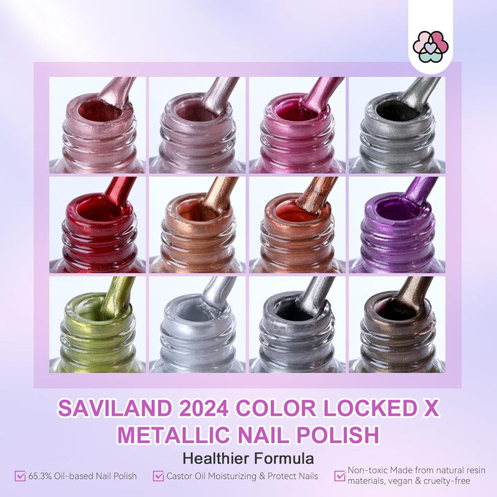 SAVILAND 12 COLORS metallic chrome nail polish