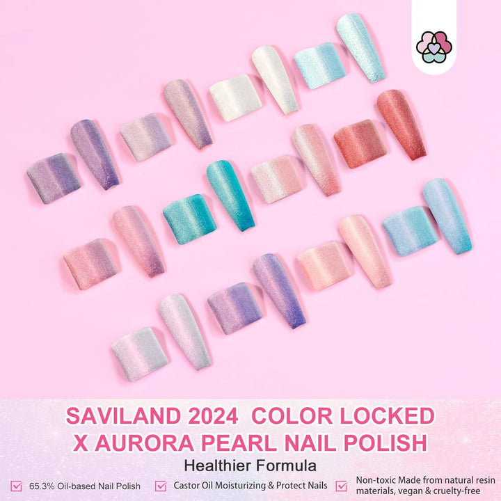 12 colors holographic pearl nail polish set