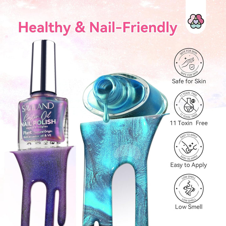 healthy saviland holographic pearl nail polish