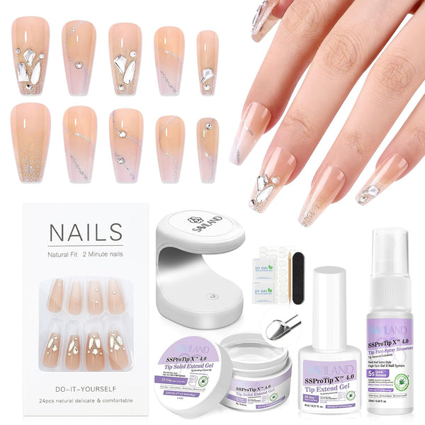 Saviland Sparkling Glitter Unique Press On Nails Kit