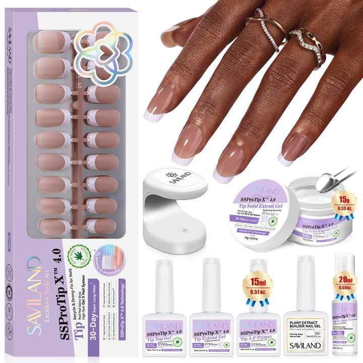 SSProTip X™ Short Square French Tip Press On Nails Kit