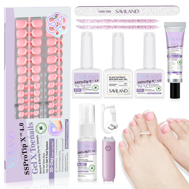 Saviland French Tip Press On Toenails Kit