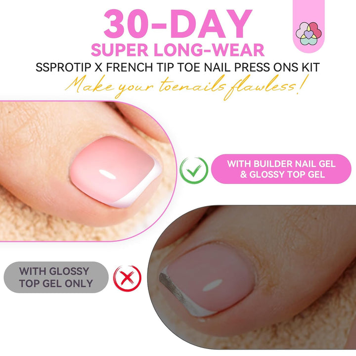 Saviland french tip press on toe nails