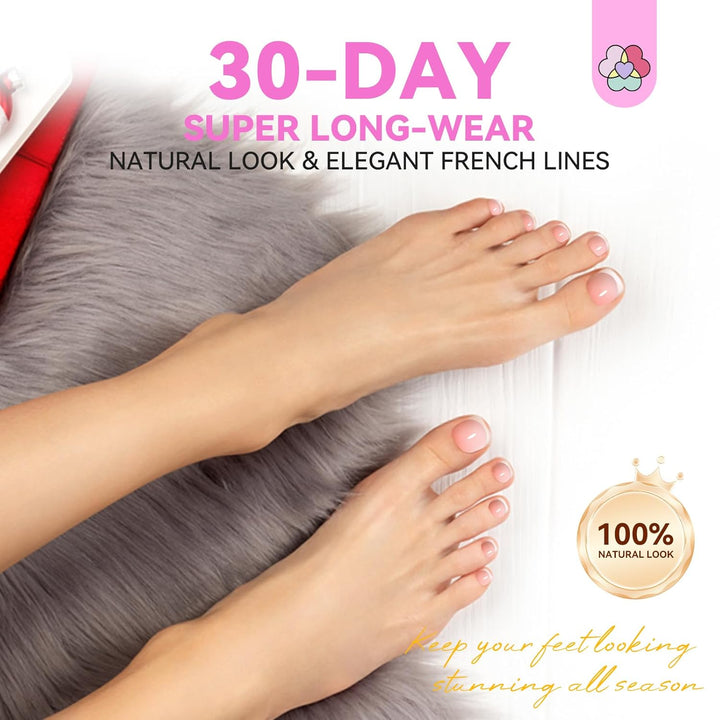 30days long wear pink press on toenails