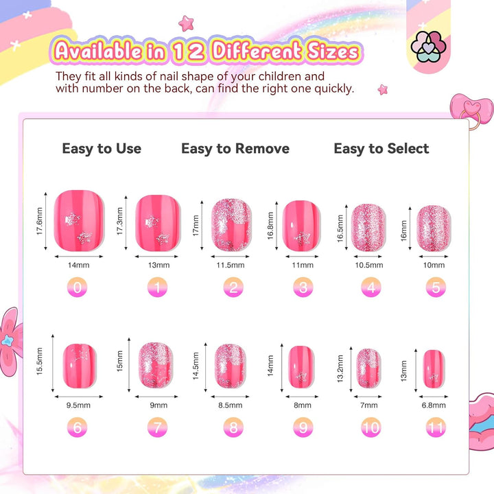 12 different sizes press on nails for kids